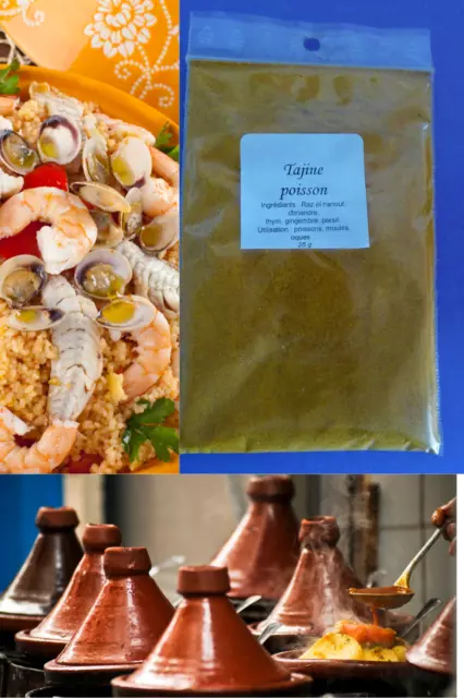 EPICES TAJINES  POISSONS 25 g mélange " fait maison "Poissons, poêlés, papillote