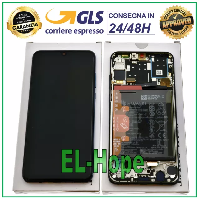 Display Touch Lcd Originale Frame + Batteria Huawei P30 Lite Mar-Lx1A 48 Mp Nero