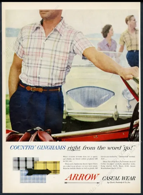 1955 Austin-Healey 100 car color photo Arrow men's shirt vintage fashion ad