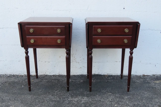 Drop Leaf Tall Nightstands End Side Bedside Tables a Pair 3964