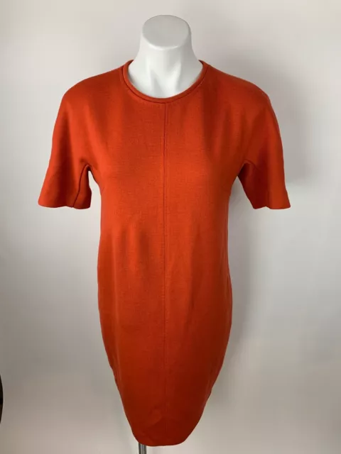 Les Copains 100% Wool Knit Sweater Dress Rust Orange Large Beautiful