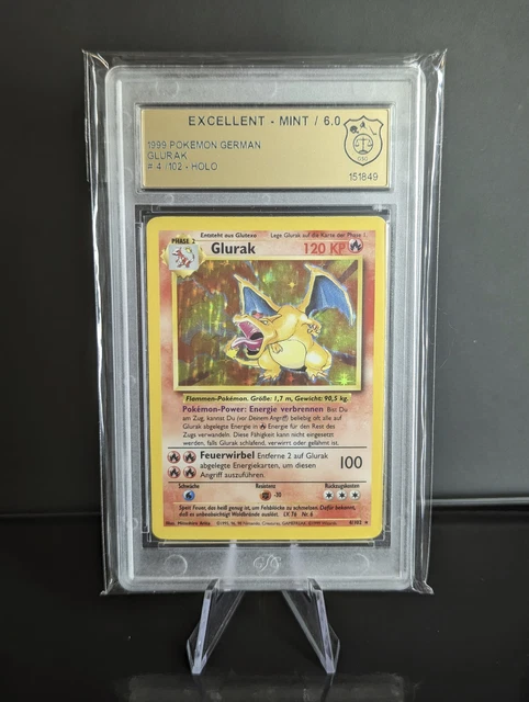 1999 Pokemon German Base Set Charizard Glurak Holo 4/102 PSA GSG 6