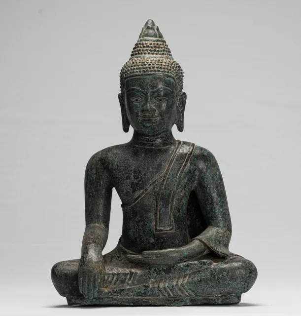 Antique Khmer Style Bronze Enlightenment Angkor Wat Buddha Statue - 40cm/16"