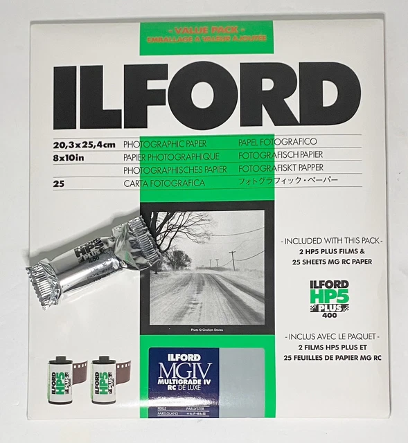 Ilford Multigrade RC Deluxe 8x10 Pearl Paper + Roll HP5 Value Pack - New!
