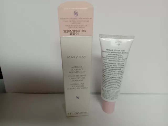 Mary Kay Medium Coverage Foundation,, Beige 404, Discontinued, New