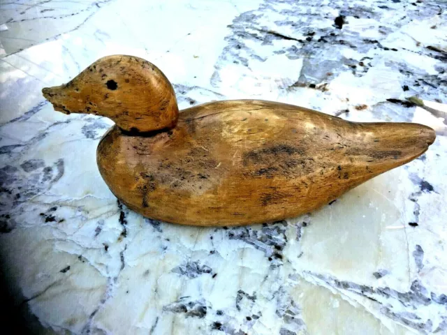 Very Old Beautiful H/Carved Duck Decoy With Pressed Initiales "Lhts" 2