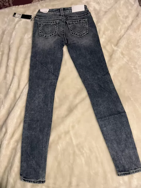 True Religion Halle Mid Rise Super Skinny Jeans Womens Sz 24 Blue Cotton Blend 3