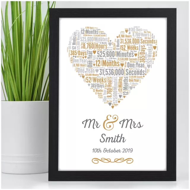 1st Wedding Anniversary Gift PAPER One Year As Mr&Mrs Personalised Couples Gifts