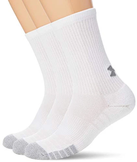 (TG. XL) Under Armour HeatGear Crew, Calzini Unisex - Adulto, Bianco, XL - NUOVO