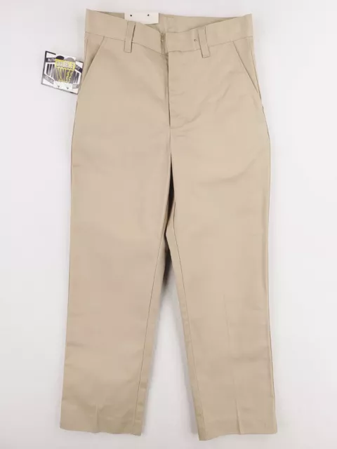 Kids School Uniform Pant Boys Sz 10 Beige Khaki Chino Double Knee Adjustable NWT