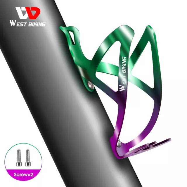 WEST BIKING Aluminum Alloy Bicycle Water Bottle Cage Drink Holder Green Purple