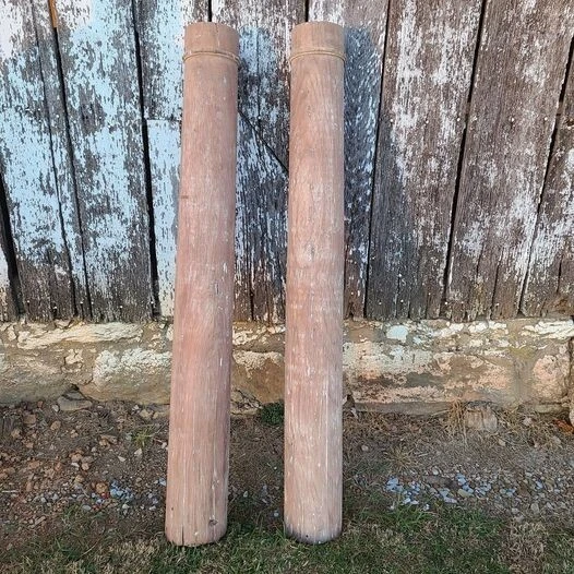 Antique Walnut Portico/Porch Column Pair, 5 Feet Tall