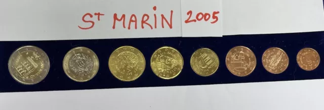 Série de 8 pièces Saint Marin 2005 de 1 cnt à 2 euros