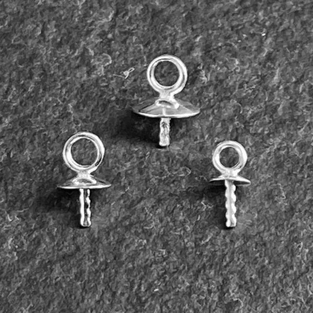 925 Sterling Silver PIN CUP PENDANT 3mm, 4mm, 5mm - bead cap bail finding 2