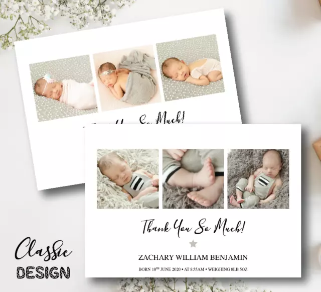 10 Personalised Baby Thank You Cards • Photo Thank You Cards • Christening Birth