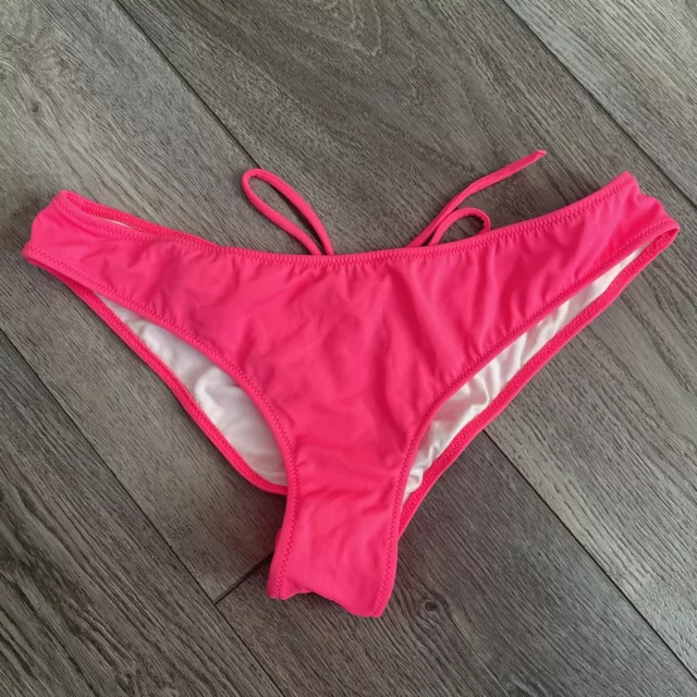 VICTORIA'S SECRET Swim Itsy Cheeky Bikini Bottom M Neon Coral Pink Ruched back