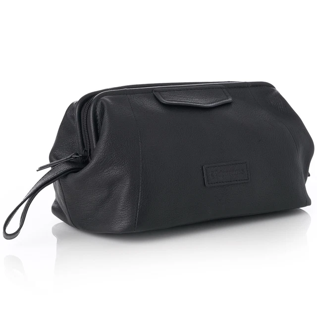 Alpine Swiss Lauter Toiletry Bag Genuine Leather Shaving Kit Dop Kit Travel Case