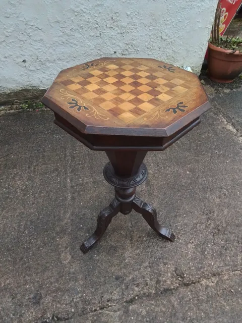 Antique Chess Board Games Table Trumpet Work Victorian