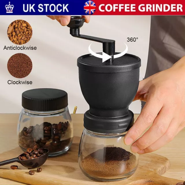 Manual Coffee Bean Hand Grinder Mill Adjustable Coarseness Ceramic Burr Spice Uk