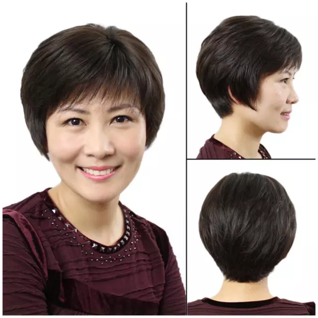 Wig Female Short Hair Real Hair Middle-Aged And Elderly Elderly Ladies Moth I0S0