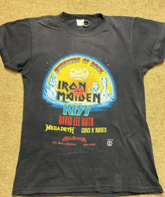 Iron Maiden Monsters Of Rock Tour T Shirt 1988 80s Vintage Maiden Holes Read