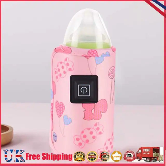 Calentador de leche seguro para biberón de lactancia USB para bebé para viajar al hogar (rosa)