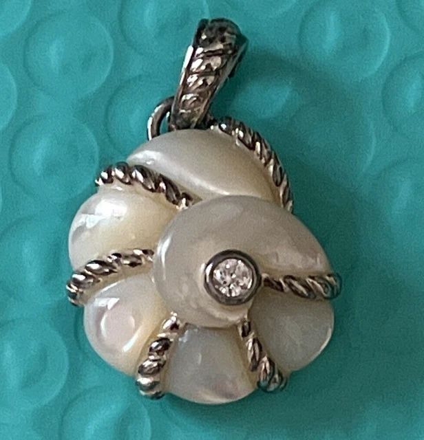Judith Ripka Sterling Silver 925 Mother Of Pearl Sea Shell Enhancer Pendant