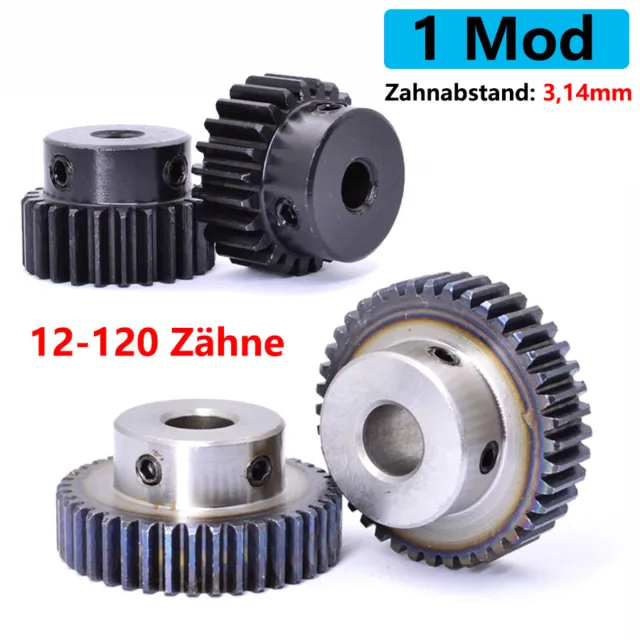 Modul 1 Stirnräder 12 Bis 120 Zähne Ritzel Zahnrad aus Stahl C45 Mit Schritte