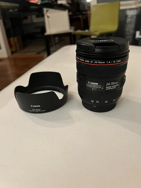 Canon EF 24-70mm F/4 L IS USM Lens W/ caps & EW-83M HOOD MINT CONDITION