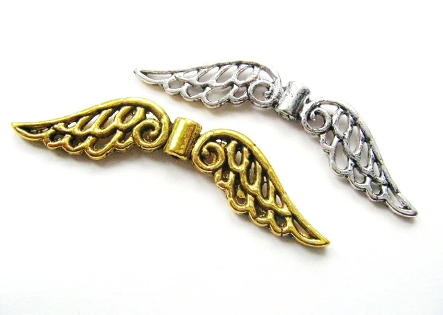 Metallperlen Engelflügel 12x51mm silber/gold 5 Stück SERAJOSY