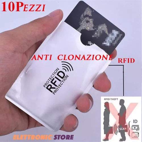 10 Custodie contactless RFID Protezione Porta Carte di Credito, Bancomat fiscale