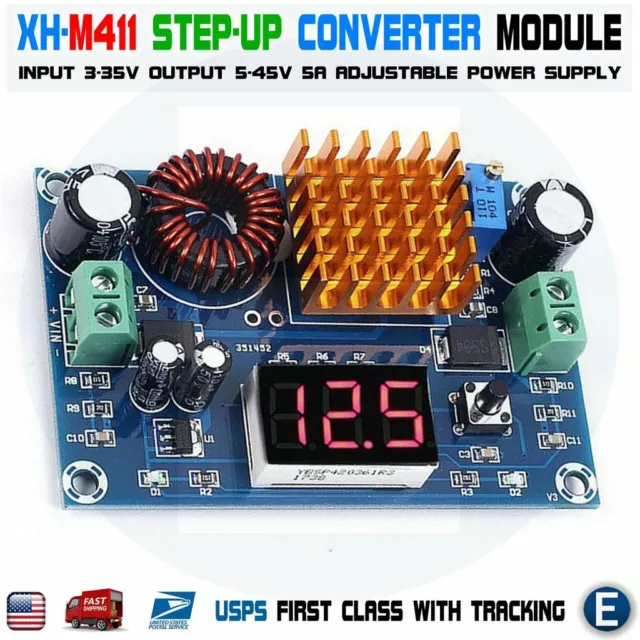 XH-M411 DC-DC Boost Adjustable Step Up Converter 5V-45V Power Supply Module LED