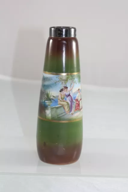Antique English Bud Vase with a sterling silver rim