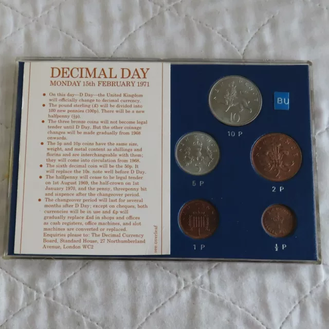 BRITAINS FIRST DECIMAL COINS UNCIRCULATED 5 COIN SET - cased