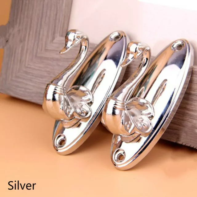 New 1 Pair Curtain Wall Hooks Swan Zinc Alloy Tieback Hold Backs Screw In Metal
