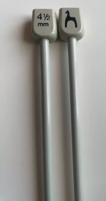 Pony 4.5mm grey metal knitting needles - 29cm long single point needles