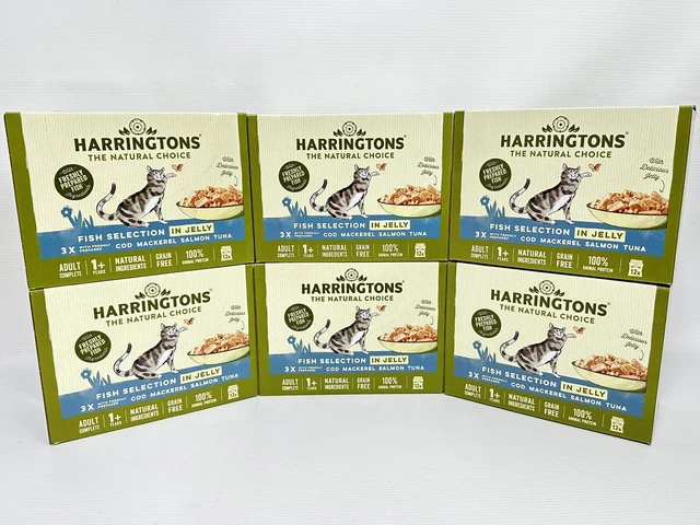 Harringtons Grain Free Fish Selection in Jelly ADULT 1+ Wet Cat Food 72 X 85g