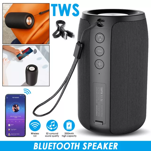 Outdoor Portable Wireless Bluetooth Speaker Stereo Super Bass Music Boombox TWS