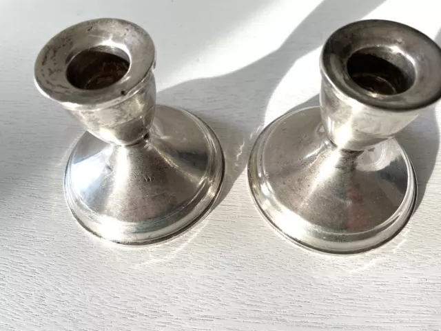 Silver Weighted Pair Of Duchin Creation   Candlesticks Marked On Bottom Sterling