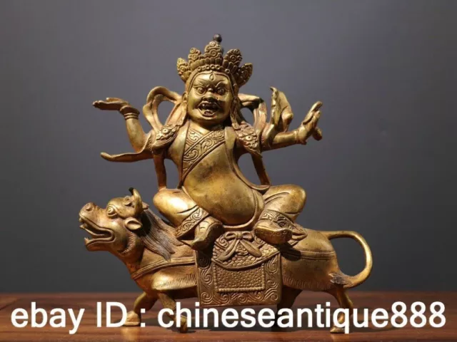 20cm Old China Bronze Gilt Buddhism Vajradhara Vajrabhairava Buddha Sculpture