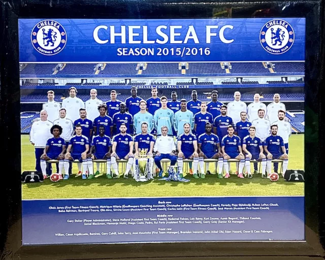 Póster grande enmarcado inspirado en el Chelsea FC equipo de fútbol 2015/2016 nombre de todos los jugadores