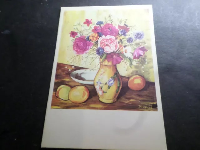 CP Tarjeta Postal Art Cuadro Schricker, Flores, VF Tarjeta Postal, Flores