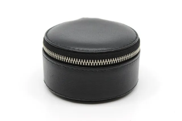 Tiffany Jewelry Case Black Leather Round Zip Accessory Box Pouch Free Shipping