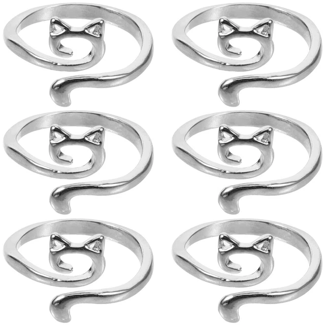 6Pcs Alloy Crochet Rings Decorative Ring Type Knitting Tools Knitting