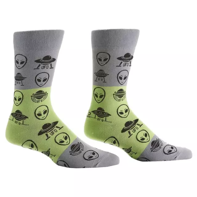 Yo Sox Men's Crew Socks Extraterrestrial UFO Alien Martians Novelty Footwear