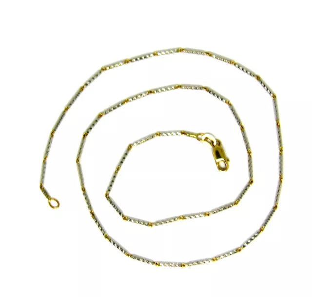 $1500 14 Kt White & Yellow Gold  Solid  Round Bar 16"  1.2 MM Diamond Cut Chain