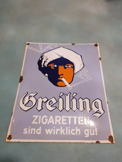 Altes Emailleschild von - Greiling - Zigaretten.