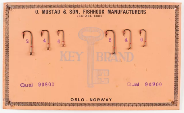 ANTIQUE O. MUSTAD & Son Fish Hook Salesman Sample Card OSLO Norway Key  Brand $59.99 - PicClick