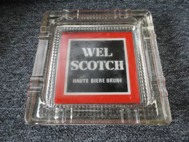 ancien Cendrier en verre Wel Scotch publicitaire bar comptoir loft retro vintage