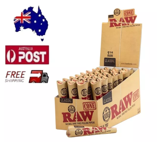 RAW Pre-Rolled 1 1/4 size Classic Cones 32 pack 6 cone each.total 192 cone